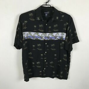 Knightsbridge Hawaiian Shirt Size XL Multicolor Floral Short Sleeve Palm Trees